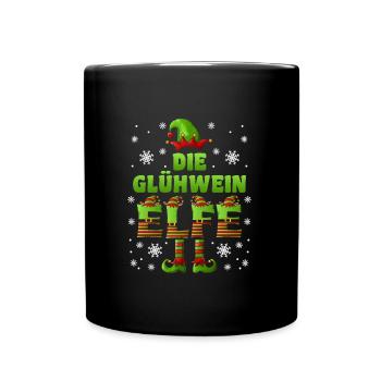 Glühwein Elfe Wichtel Weihnachtsmarkt - Tasse einfarbig - Schwarz - Vorne