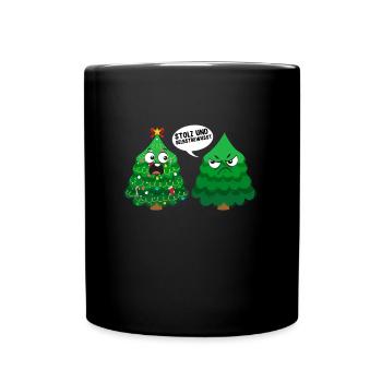 Tannenbaum Stolz und Selbstbewusst Weihnachten - Tasse einfarbig - Schwarz - Vorne