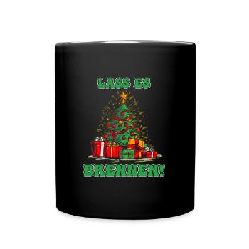 Weihnachtsbaum Lass Es Brennen! Weihnachten - Tasse einfarbig - Schwarz - Vorne