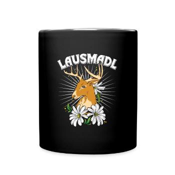 Lausmadl Bayerisches Trachten Shirt Frauen - Tasse einfarbig - Schwarz - Vorne