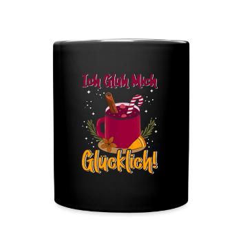 Weihnachtsmarkt Ich Glüh mich Glücklich! - Tasse einfarbig - Schwarz - Vorne