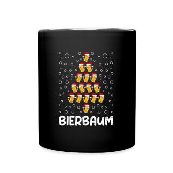 Biertrinker Bierbaum Weihnachtsbaum Bierfan - Tasse einfarbig - Schwarz - Vorne
