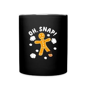 Lebkuchenmann Weihnachten Oh Snap! Plätzchen - Tasse einfarbig - Schwarz - Vorne