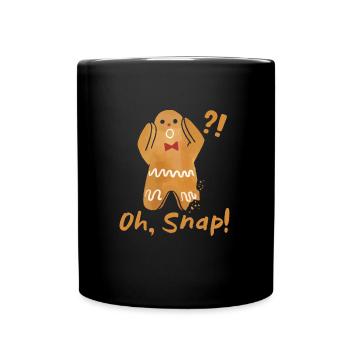 Lebkuchenmann Weihnachten Oh Snap! Plätzchen - Tasse einfarbig - Schwarz - Vorne