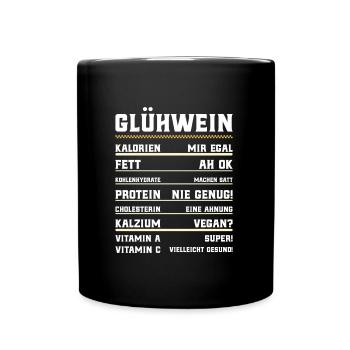 Glühwein Nährstoffe Weihnachtsmarkt Glühweinstand - Tasse einfarbig - Schwarz - Vorne