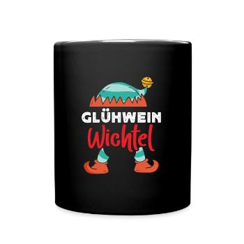 Glühwein Wichtel Weihnachten Glühweinstand - Tasse einfarbig - Schwarz - Vorne