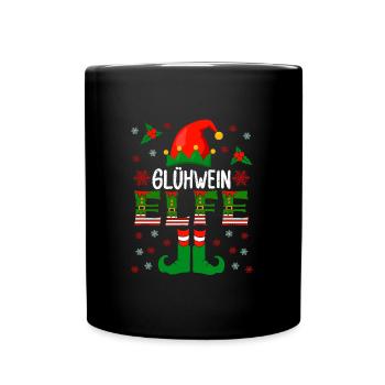 Glühwein Elfe Wichtel Weihnachtsmarkt - Tasse einfarbig - Schwarz - Vorne
