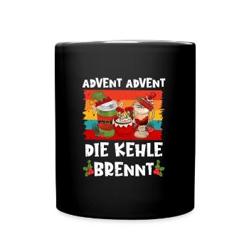 Glühwein Fan Advent Advent die Kehle Brennt - Tasse einfarbig - Schwarz - Vorne