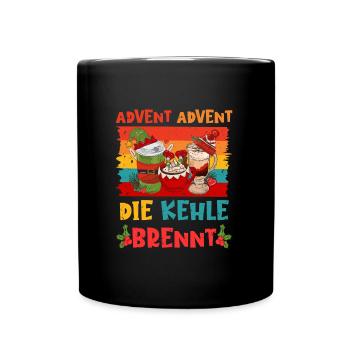 Glühwein Fan Advent Advent die Kehle Brennt - Tasse einfarbig - Schwarz - Vorne