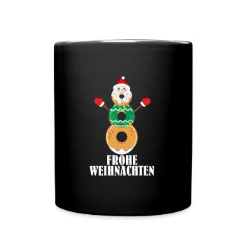 Dounut Schneemann Weihnachten Schneemänner - Tasse einfarbig - Schwarz - Vorne