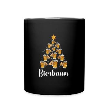 Biertrinker Bierbaum Weihnachten Bierfan - Tasse einfarbig - Schwarz - Vorne