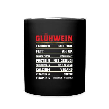 Glühwein Nährstoffe Weihnachtsmarkt Glühweinstand - Tasse einfarbig - Schwarz - Vorne