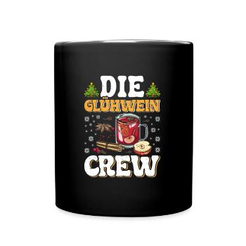 Weihnachten Die Glühwein Crew Glühweinstand - Tasse einfarbig - Schwarz - Vorne