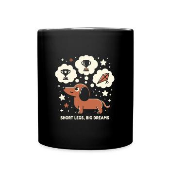 Short Legs, Big Dreams – Dreamy Dachshund Des - Full Colour Mug - black - Front