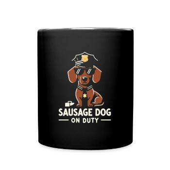 Dachshund Police Service Dog - Full Colour Mug - black - Front