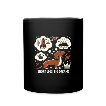 Short Legs, Big Dreams – Dreamy Dachshund Des - Full Colour Mug - black - Front