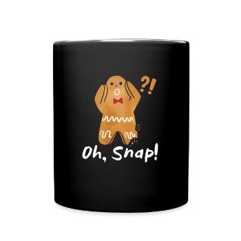 Lebkuchenmann Weihnachten Oh Snap! Plätzchen - Tasse einfarbig - Schwarz - Vorne