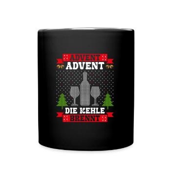 Advent Advent die Kehle Brennt Glühweintopf - Tasse einfarbig - Schwarz - Vorne