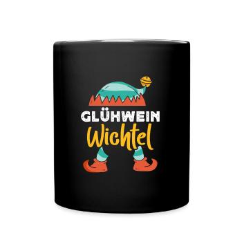 Glühwein Wichtel Weihnachten Glühweinstand - Tasse einfarbig - Schwarz - Vorne