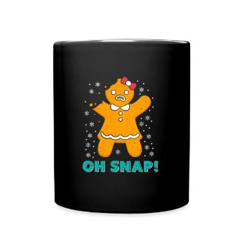 Lebkuchenmann Oh Snap! Lebkuchen Weihnachten - Tasse einfarbig - Schwarz - Vorne
