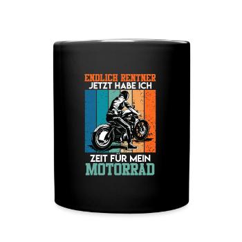 Endlich Rente Jetzt hab ich Zeit für mein Motorrad - Tasse einfarbig - Schwarz - Vorne