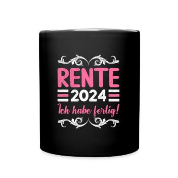 Rentner 2024 Ich habe Fertig Ruhestand Endlich - Tasse einfarbig - Schwarz - Vorne