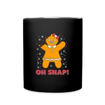 Lebkuchenmann Oh Snap! Lebkuchen Weihnachten - Tasse einfarbig - Schwarz - Vorne