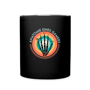 Anatomie eines Gamers Zocken Gaming Fan - Tasse einfarbig - Schwarz - Vorne