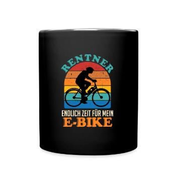Rentner Endlich Zeit für mein E-Bike Ruhestand - Tasse einfarbig - Schwarz - Vorne
