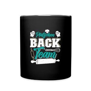 Plätzchen Back Team Weihnachtsgebäck Kekse - Tasse einfarbig - Schwarz - Vorne