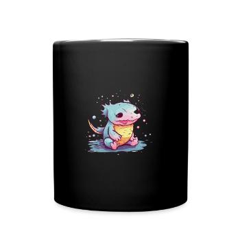 Süßer Anime -Stil Axolotl Kawaii - Tasse einfarbig - Schwarz - Vorne