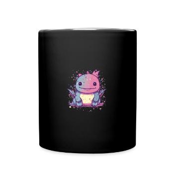 Cute Anime Style Axolotl Kawaii - Full Colour Mug - black - Front