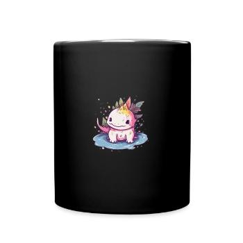 Süßer Anime -Stil Axolotl Kawaii - Tasse einfarbig - Schwarz - Vorne