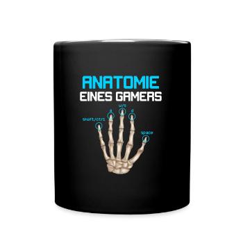 Anatomie eines Gamers Zocker Finger Video Spiel - Tasse einfarbig - Schwarz - Vorne