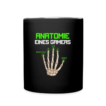 Anatomie eines Gamers Zocker Finger Video Spiel - Tasse einfarbig - Schwarz - Vorne