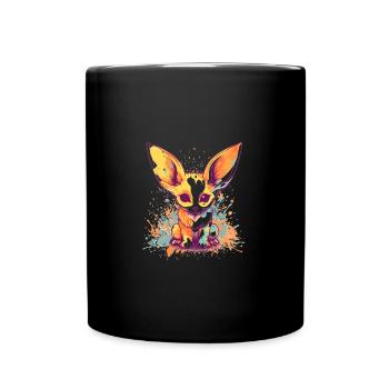Süßer Anime -Stil Fox Kawaii - Tasse einfarbig - Schwarz - Vorne