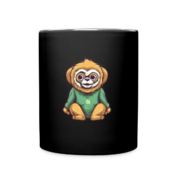 Mignon Anime Style Gibbon Kawaii - Mug uni - noir - Devant