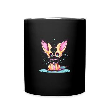 Süßer Anime -Stil Fox Kawaii - Tasse einfarbig - Schwarz - Vorne