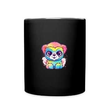 Süßer Anime -Stil Gibbon Kawaii - Tasse einfarbig - Schwarz - Vorne