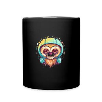 Mignon Anime Style Gibbon Kawaii - Mug uni - noir - Devant