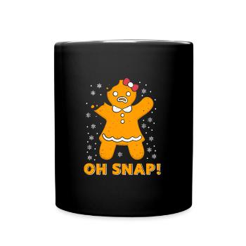 Lebkuchenmann Oh Snap! Lebkuchen Weihnachten - Tasse einfarbig - Schwarz - Vorne