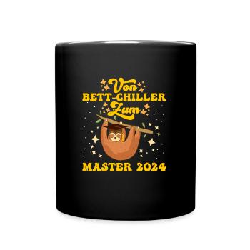 Masterarbeit Geschafft Vom Bett-Chiller zum Master - Tasse einfarbig - Schwarz - Vorne