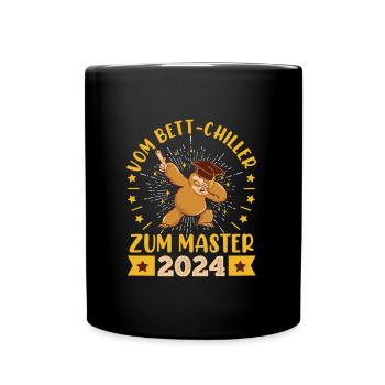 Masterarbeit Bestanden Vom Bett-Chiller zum Master - Tasse einfarbig - Schwarz - Vorne