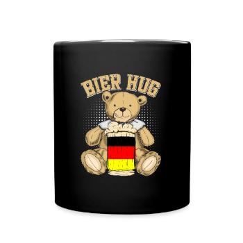 Bier Hug Deutschland Bierliebhaber Teddybär - Tasse einfarbig - Schwarz - Vorne