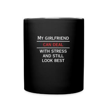 Girlfriend can handle stress - Full Colour Mug - black - Front