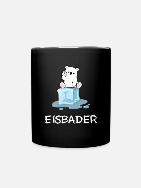 Winterbaden Eisbader Winterbad Kälteresistent - Tasse einfarbig - Schwarz