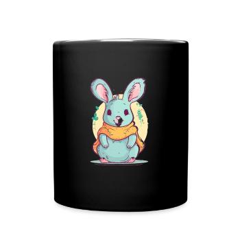 Süßer Anime -Stil Kangaroo Kawaii - Tasse einfarbig - Schwarz - Vorne