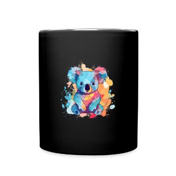 Süßer Anime -Stil Koala Kawaii - Tasse einfarbig - Schwarz - Vorne