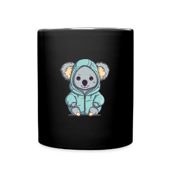 Süßer Anime -Stil Koala Kawaii - Tasse einfarbig - Schwarz - Vorne