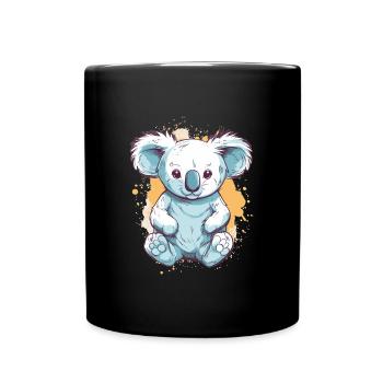 Süßer Anime -Stil Koala Kawaii - Tasse einfarbig - Schwarz - Vorne